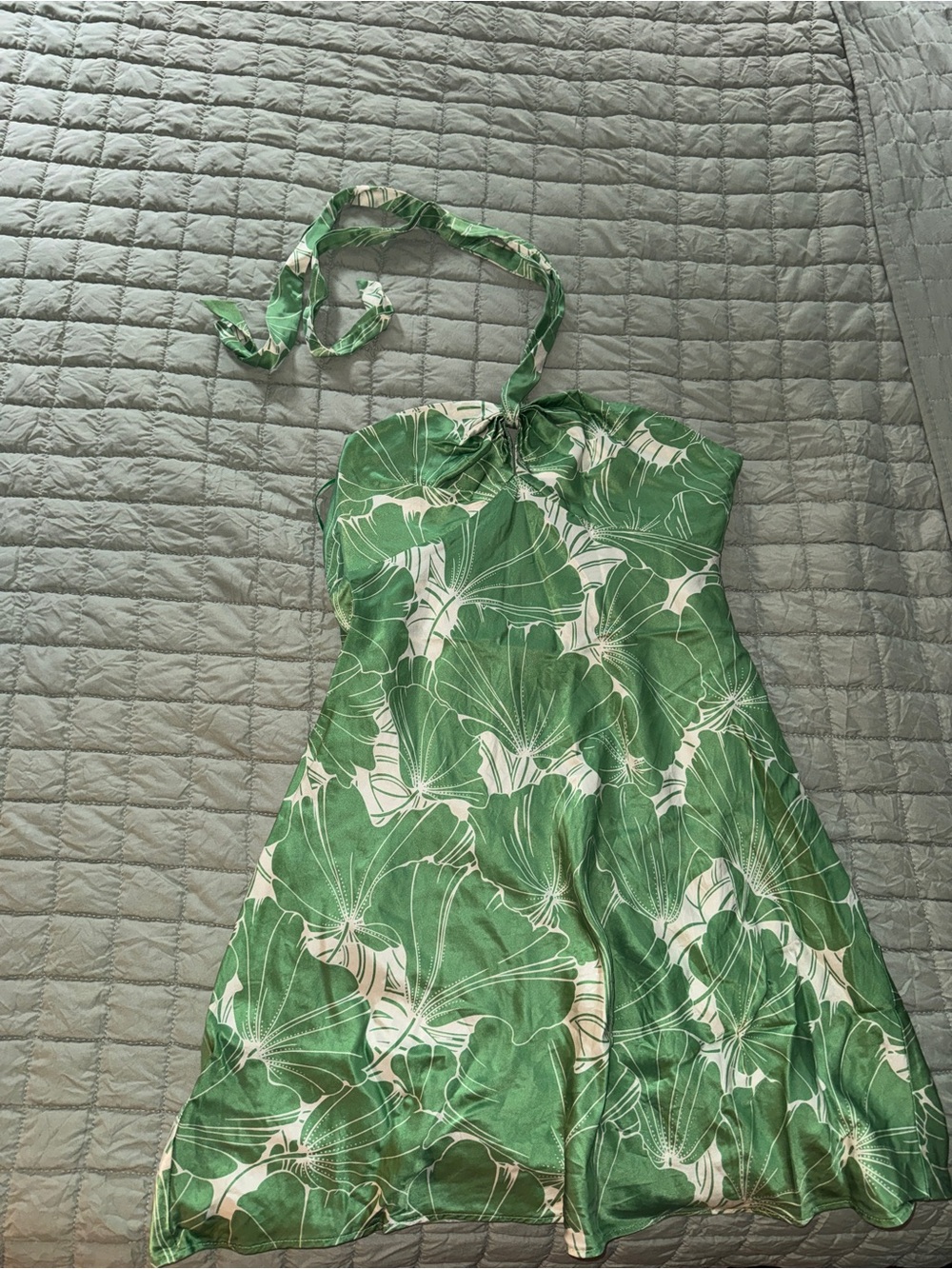 Loft Green Floral Halter Dress